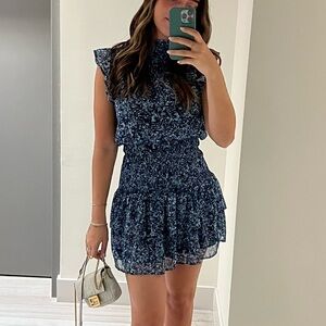 Blue floral mini dress